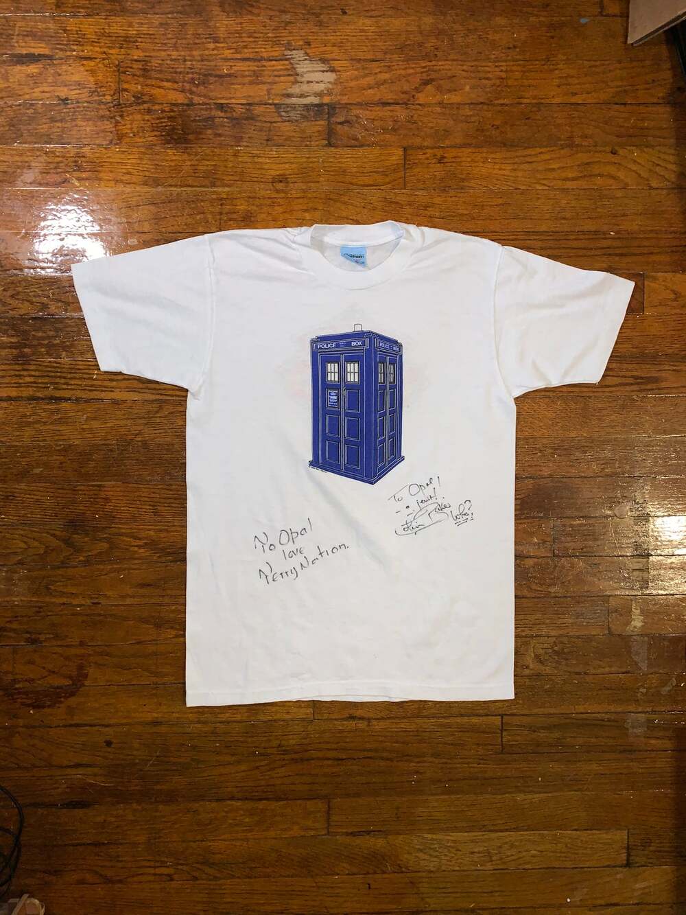 Vintage 80s Doctor Who TARDIS Signed Terry Nation Colin Baker T Shirt M